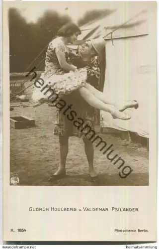 Valdemar Psilander - Gudrun Houlberg - Verlag Photochemie Berlin K. 1854 - Rückseite beschrieben 1918