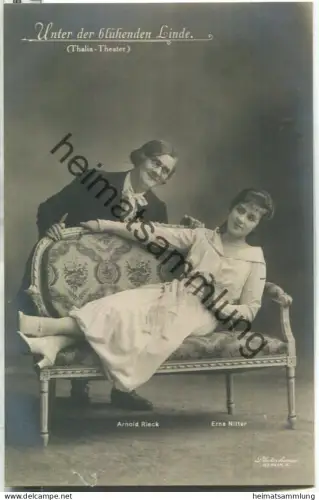 Arnold Rieck - Erna Nitter - Thalia-Theater Berlin - Verlag Photochemie Berlin - Rückseite beschrieben