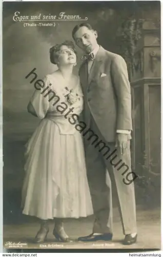 Arnold Rieck - Elsa Grünberg - Thalia-Theater Berlin - Verlag Photochemie Berlin - Rückseite beschrieben 1917