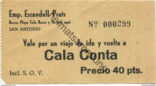 Spanien San Antonio - Vale por un viaja de ida y vuelta a Cala Conta - Fahrschein 40 pts