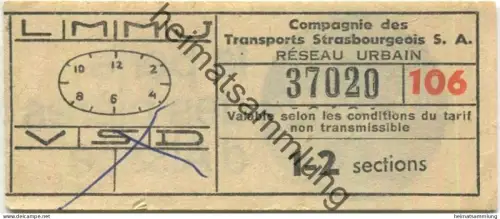 Frankreich - Strasbourg - Compagnie des Transports Strasbourgeois S.A. - Fahrschein