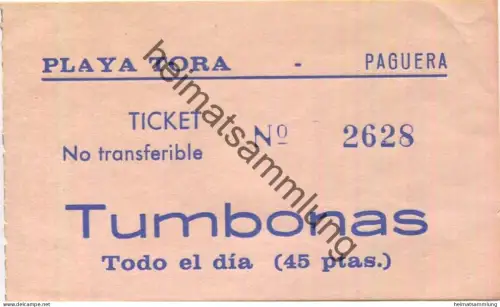 Spanien - Mallorca - Paguera - Playa Tora - Tumbonas Sonnenliegen - Todo el dia 45 ptas.