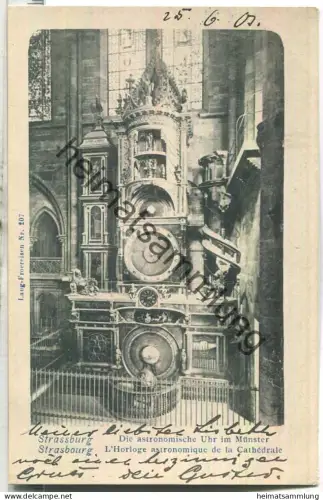 Strassburg - Astronomische Uhr im Münster - Verlag Lang-Froereisen Nr. 207 - gel. 1903