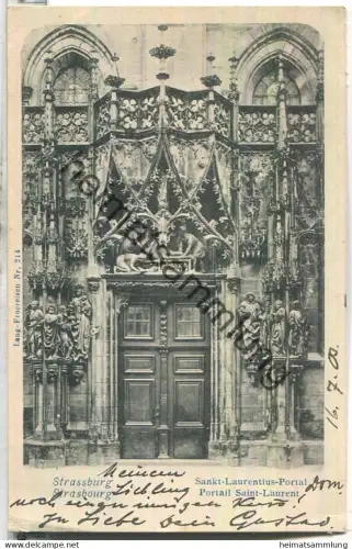 Strassburg - Sankt-Laurentius-Portal - Verlag Lang-Froereisen Nr. 214 - gel. 1903