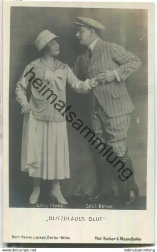 Lilly Flohr - Emil Birron - Blitzblaues Blut - Verlag Herm. Leiser Berlin - Rückseite beschrieben 1918
