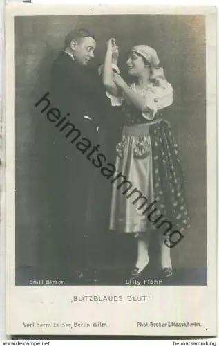 Lilly Flohr - Emil Birron - Blitzblaues Blut - Verlag Herm. Leiser Berlin - Rückseite beschrieben 1918