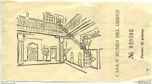 Spanien - Toledo - Casa y Musea del Greco - Precio 15 pesetas - Eintrittskarte