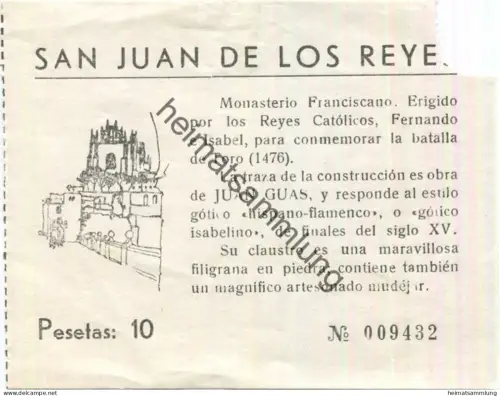 Spanien - Toledo San Juan de Los Reyes - Eintrittskarte