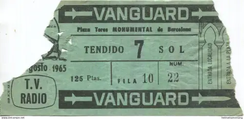 Spanien - Barcelona - Plaza Tores Monumental - Eintrittskarte 1965