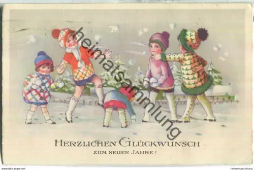 Neujahr - Kinder - Verlag B & R Nr. 9701 - Frankatur Saargebiet - gel. 1934