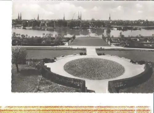 lübeck, blick v. "tor d. hoffnung" a.d. wakenitz u.d. stadt (Nr. 6873)