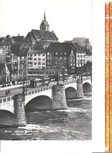 basel, mittlere rheinbrücke m. martinskirche (Nr. 7054)