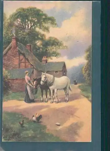 künstlerkarte dame, pferd (Nr. 8341)