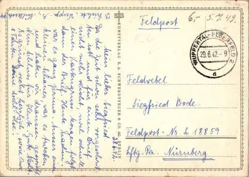 schwerdtfeger, künstlerkarte, feldpost, 1942 (Nr. 8739)