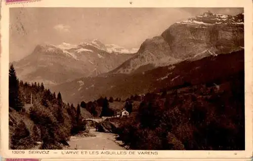 cpa servoz, l'arve et les aiguilles de varens, 1934 (Nr. 8759)