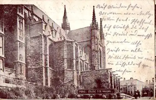 mons, eglise, 1915, landsturm barmen 1. kompagnie, feldpost (Nr. 8890)