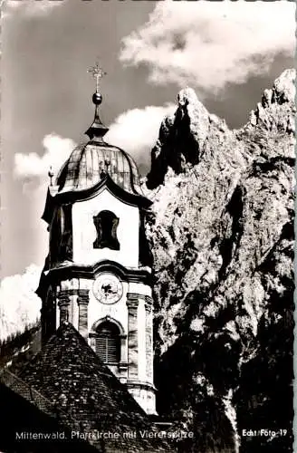 mittenwald, pfarrkirche mit viererspitze (Nr. 9144)