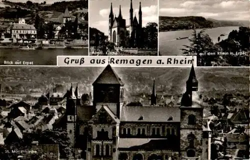 gruß aus remagen am rhein, blick auf erpel, st. marienkirche (Nr. 9317)