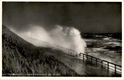 wittdün/amrum, strandpromenade bei sturm (Nr. 9394)