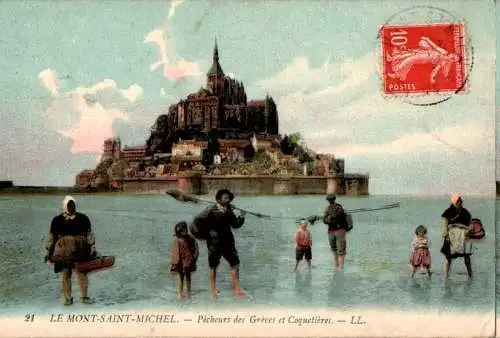 le mont saint michel, pêcheurs des gréves et coquetières (Nr. 9573)