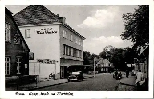zeven, lange straße mit marktplatz, kaufhaus wischhusen (Nr. 10112)
