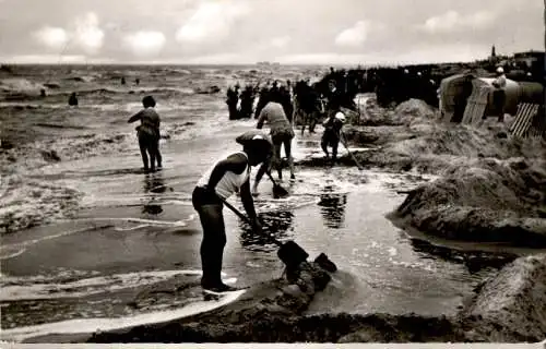 cuxhaven döse, hochwasser überschw. die strandburgen (Nr. 10145)