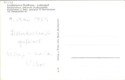 lindemanns gasthaus, latendorf, silberhochzeit 1959 (Nr. 10270)