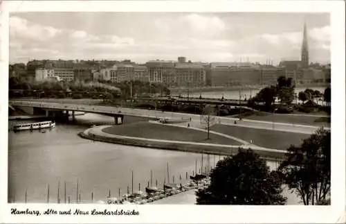 hamburg, alte und neue lombardsbrücke, 1956 (Nr. 10368)