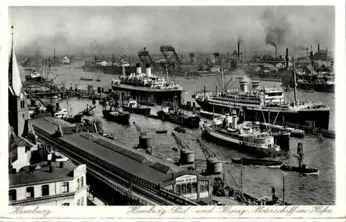 hamburg-süd und hapag-motorschiff im hafen (Nr. 10386)