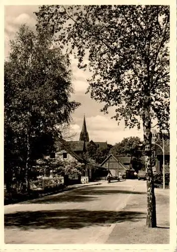 hanstedt, dorfstraße mit blick auf die kirche, 1959 (Nr. 10747)