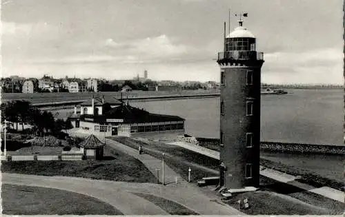cuxhaven, leuchtturm und seepavillon, 1961 (Nr. 11049)