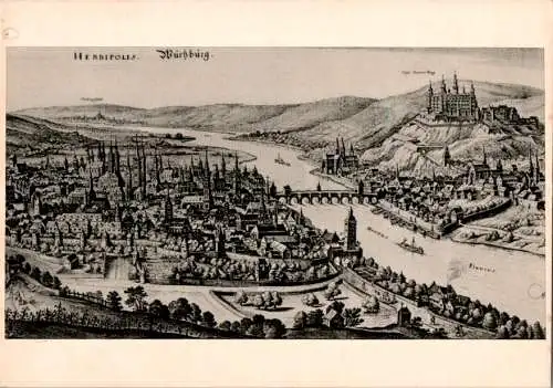 würzburg, kupferstich aus m. merian "topographia franconiae" (Nr. 11234)