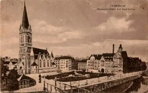 pforzheim, melanchthonplatz mit stadtkirche, 1924 (Nr. 11888)