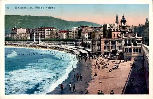 san sebastian, playa y hoteles, 1928 (Nr. 11942)