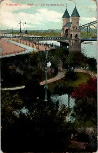 magdeburg, blick auf die königsbrücke, karte hat eckknick (Nr. 12006)