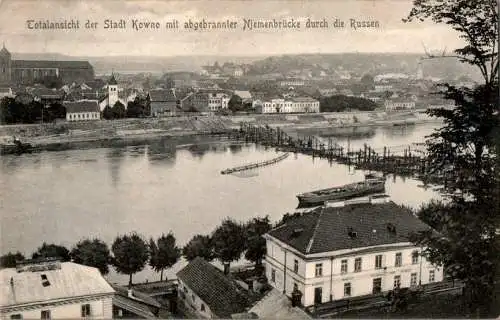 kowno mit abgebrannter niemenbrücke durch die russen (Nr. 12026)