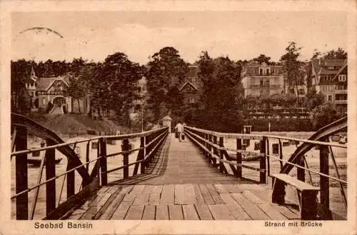 seebad bansin, strand mit brücke, 1926 (Nr. 12076)