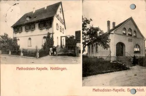 methodisten-kapelle knittlingen, bauschlott 1932, karte gelocht (Nr. 12203)