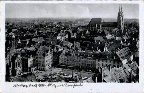 nürnberg, adolf-hitler-platz und lorenzkirche, jagdflieger-stempel (Nr. 12212)