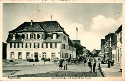 winnenden, bahnhofstraße mit gasthof zur krone, 1930 (Nr. 12231)