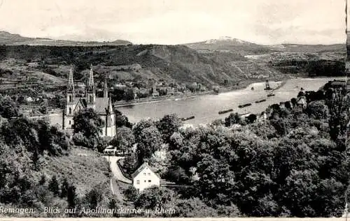 remagen, blick auf die apollinariskirche und rhein (Nr. 13010)