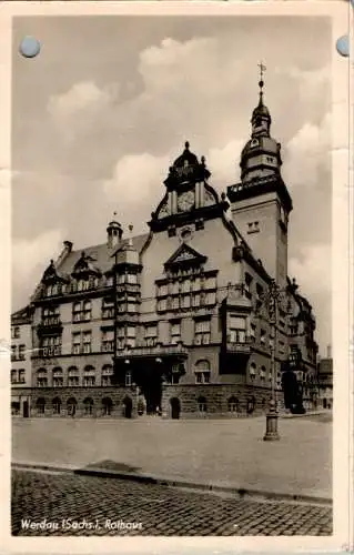 werdau, rathaus, karte gelocht (Nr. 13257)