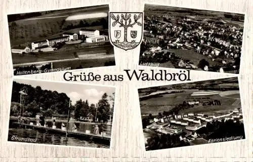 grüße aus waldbröl, höllenberg-gymnasium, strandbad, feriensiedlung (Nr. 13350)