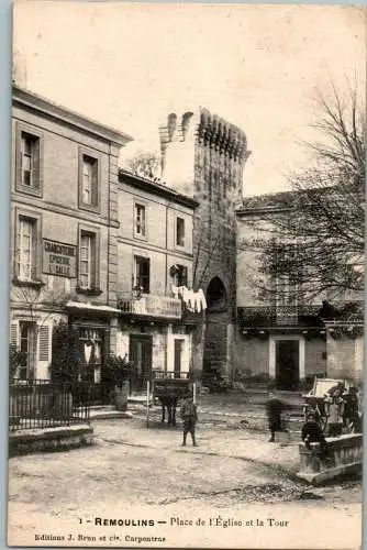 remoulins, place de l'eglise et la tour (Nr. 13496)