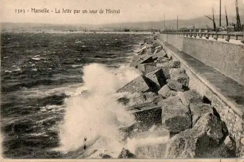 marseille, la jetee par un jour de mistral (Nr. 13526)