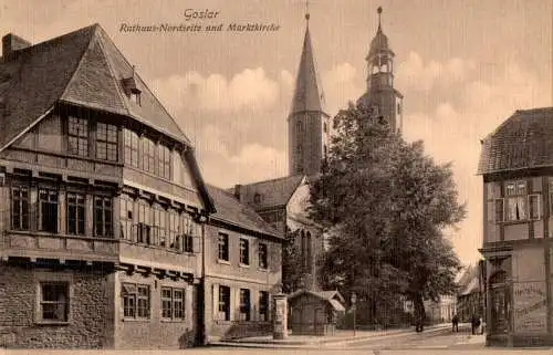 goslar, rathaus-nordseite und marktkirche (Nr. 13965)
