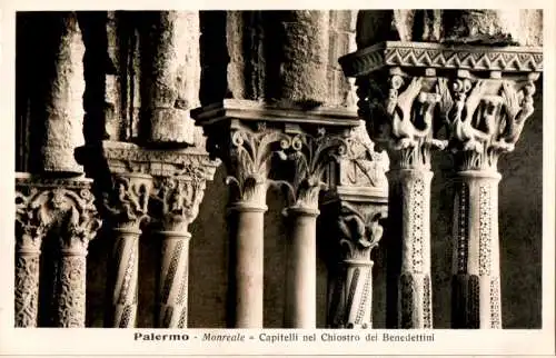 palermo, monreale, chiostro dei benedittini, capitelli (Nr. 14336)