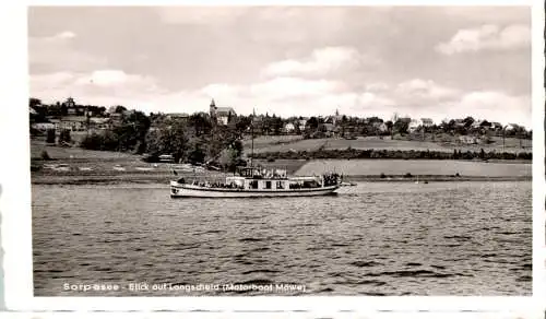 sorpesee, blick auf langscheid, motorboot möwe, scanfehler (Nr. 15730)