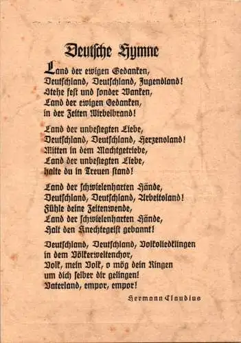 deutsche hymne, hermann claudius (Nr. 16083)