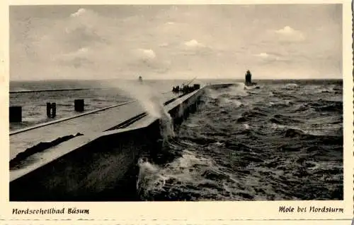 büsum, mole bei nordsturm (Nr. 16215)